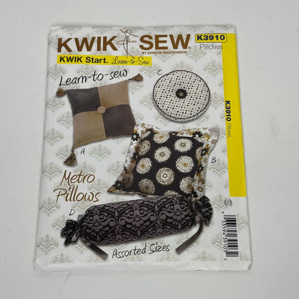 KWIK SEW K3910 Sewing Pattern Metro Pillows‎ UNCUT Learn To Sew Decor